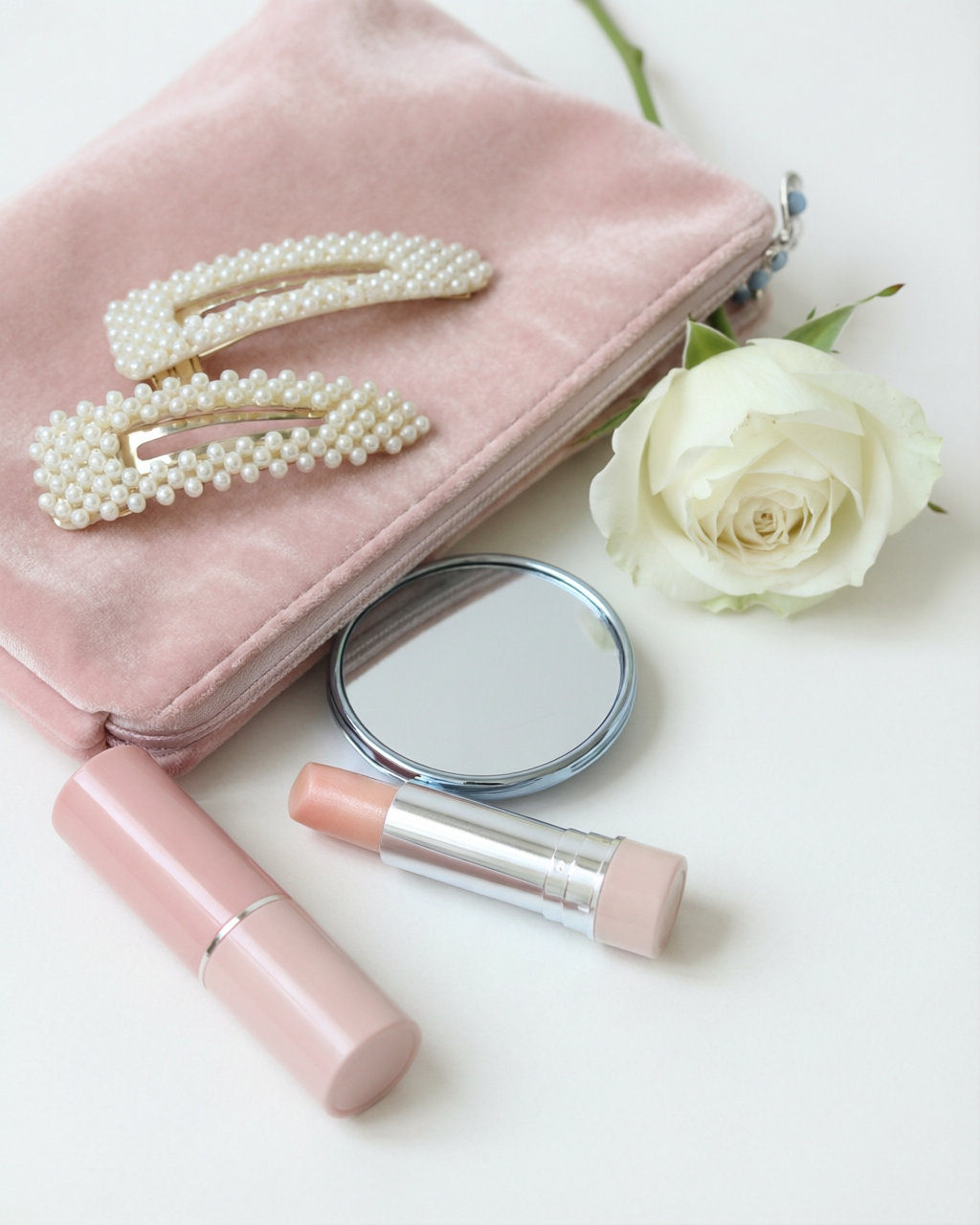 Sélection mode et beauté dans une palette rose poudré
